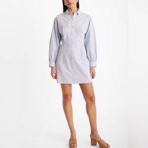 Express Blue Striped Button-Down Shirt Dress – Size Medium – New Without Tags